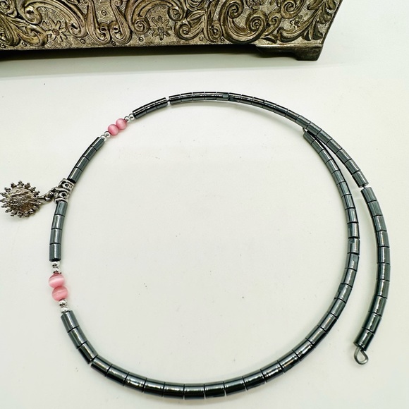 Hematite Blue Pendant Necklace - Picture 5 of 10